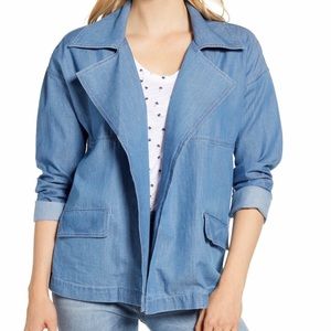 Caslon Chambray Utility Jacket Medium Wash Jacket L
